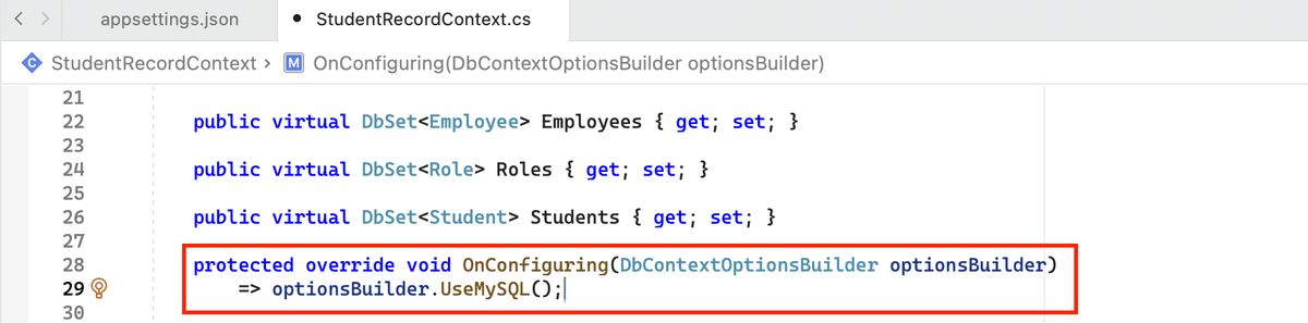 Remove the connection string in the DB Context Class file